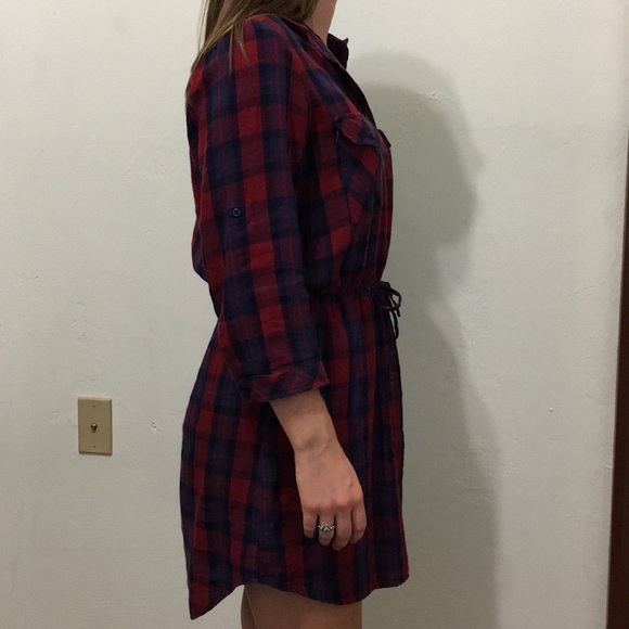 Flannel drawstring dress long sleeve - Picture 3 of 4